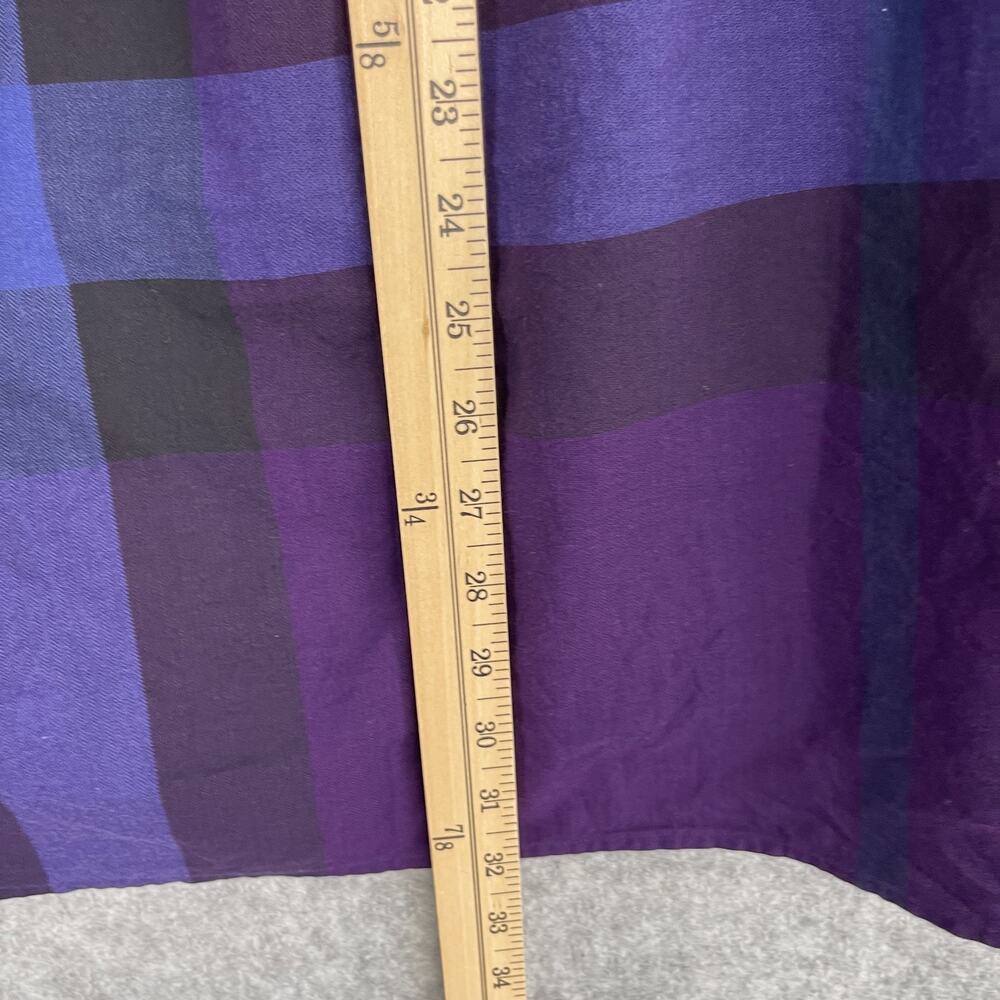 Burberry Brit Shirtdress Dress Womens XL Purple Plaid 3/4 Sleeve Cotton Pocket - Picture 9 of 15